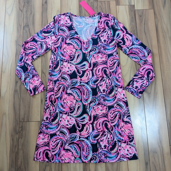 Lilly Pulitzer Dresses & Skirts - NWT! Lilly Pulitzer Long Sleeve Etta Dress High Tide Navy Flock To The Top Sz S